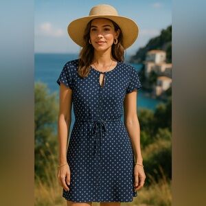 VINTAGE 70s Diane Von Furstenberg Navy Patterned Dress Size 4